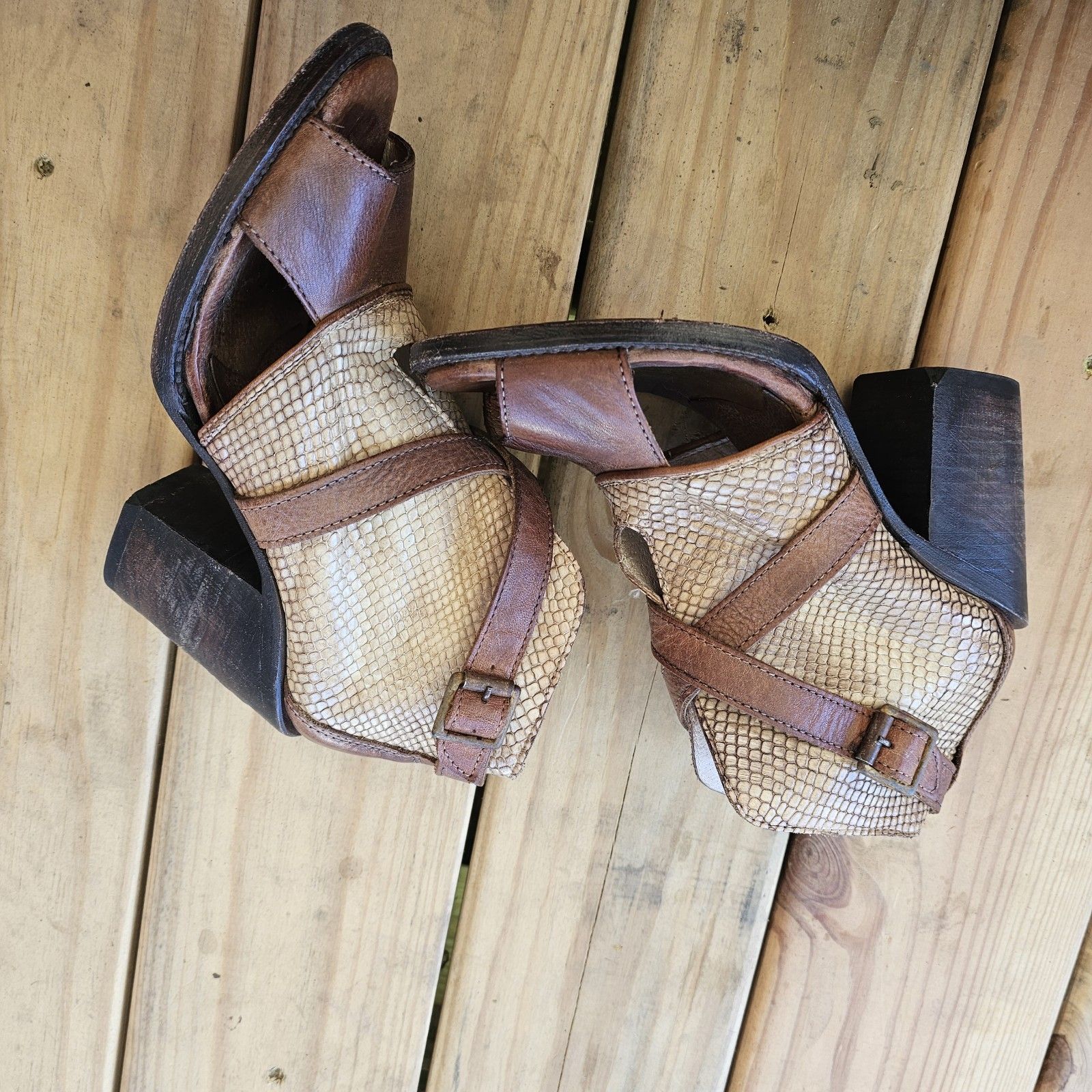 Freebird By Steven Rattle Booties/Sandals Open Toe Brown Size 8